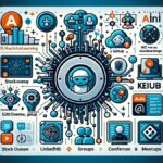 Infographic illustrating key communities and forums for AI enthusiasts, including Reddit's r/MachineLearning, GitHub, Stack Overflow, LinkedIn Groups, Kaggle, and AI Conferences, designed with a professional blue, teal, and silver color palette.